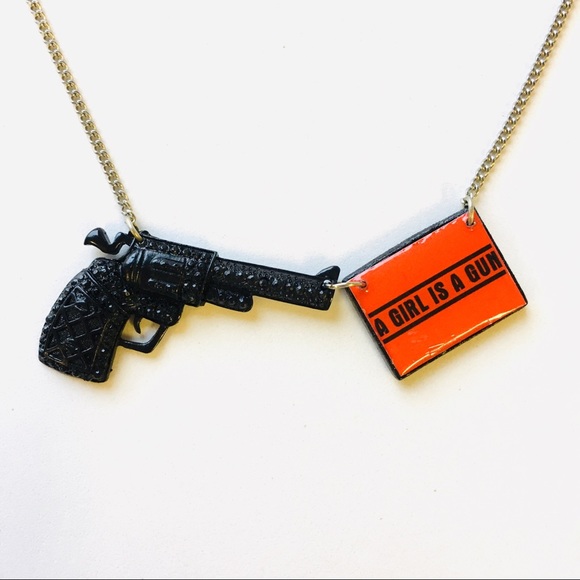 Official A Girl Is A Gun Logo Gun Necklace